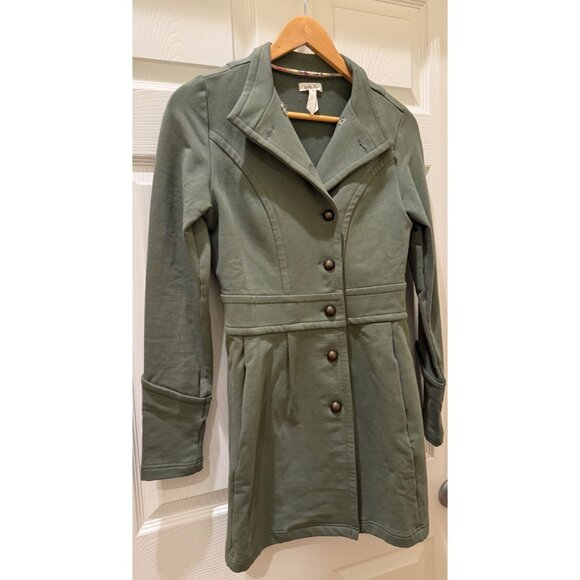 Matilda Jane XS Olive Green Button-Up Jacket With Pleated Back & Waist Tie Detai - Picture 2 of 9